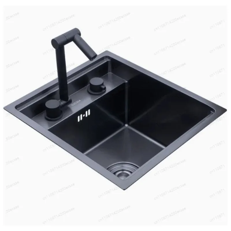 Kitchen 304 Stainless Steel Hidden Small Single Slot Sink, Island Bar with Cover, Invisible Folding Faucet Sink
