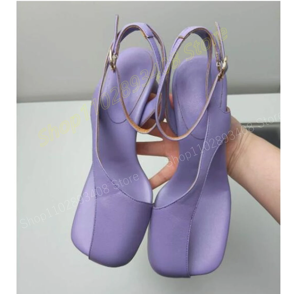 

Purple Strange Style Heel Split Toe Pumps Matte Leather Ankle Buckle Fashion Sexy Women Shoes 2024 Summer Zapatos Para Mujere