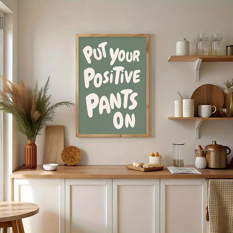 Modern Green Put Your Positive On Quotes Wall Art Print Canvas Painting Poster Picture For Living Room Home Decor