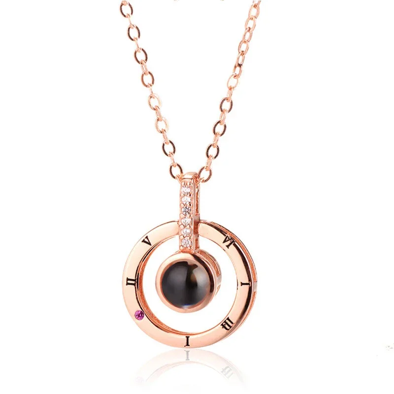 SUMENG New 100 Languages  I Love You Projection Pendant Necklace Romantic  Memory Wedding Jewelry Gifts 2024