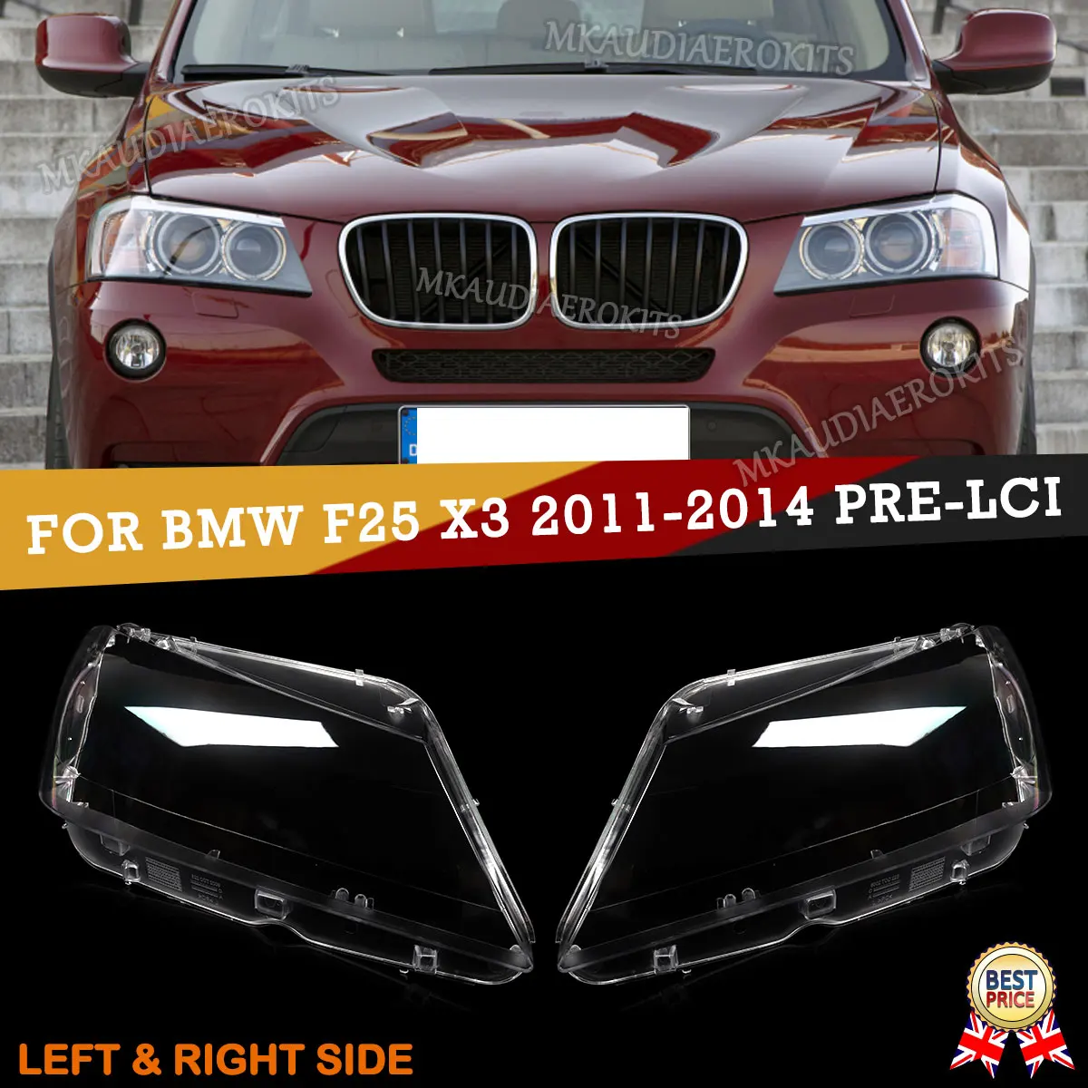 

1 Pair Headlight Housing For BMW X3 F25 2011-2014 SUV Front Headlight Lens Cover Headlamp Shell Transparent ABS Plastic Magickit