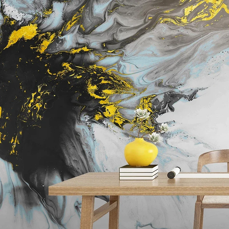 Custom Mural 3D Abstract Ink Golden Art Wallpaper Study Living Room Sofa TV Background Wall Painting Home Decor