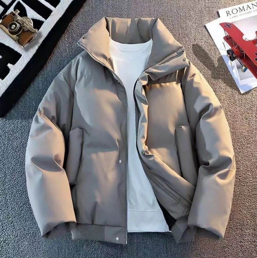 

Сплошной цвет, мужские парки с воротником-стойкой, зимние повседневные утепленные мужские куртки, уличные хлопковые куртки на молнии, новые модные поступления