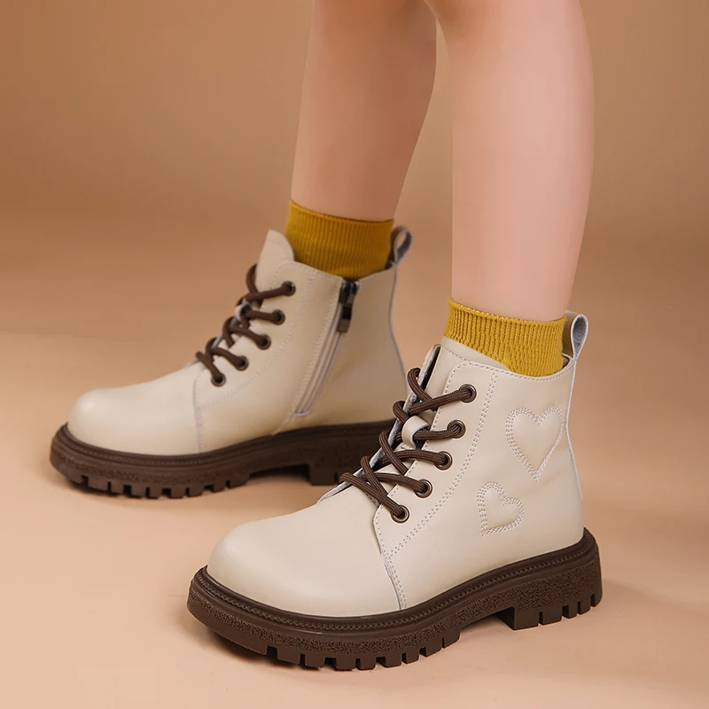 

Детские кожаные ботинки, зимние стильные мягкие и теплые хлопковые ботинки для детей, нескользящие и прочные повседневные детские ботинки