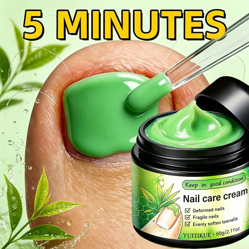 YUITIKUE 60g Green Tea Nail Care Cream Repair Deformed Fragile Nails Soften Thick Toenails Manicure Pedicure Treatment