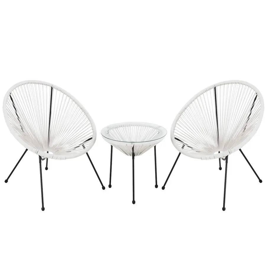 

Patio Bistro Set Bistro Table Set Acapulco Chairs Outdoor Chairs Set of 2 AllWeather Hammock Weave Chair Set of 2 and Glass Top