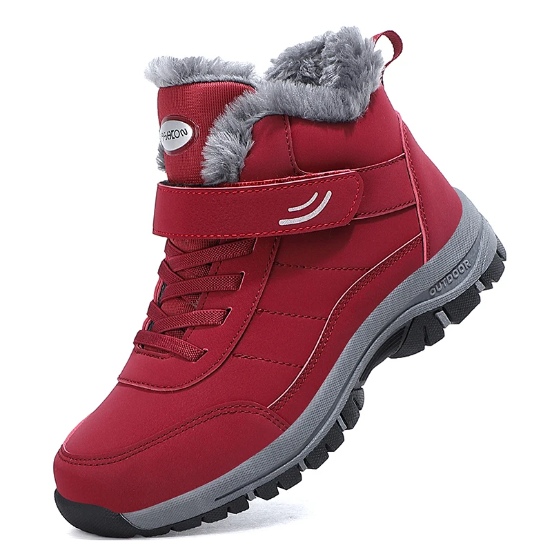 Unisex Winter Outdoor Mountain Cotton Shoes Anti-slip Warm Fleece Lined Hiking Boots Waterproof Cold-resistant Snow Boots 35-46