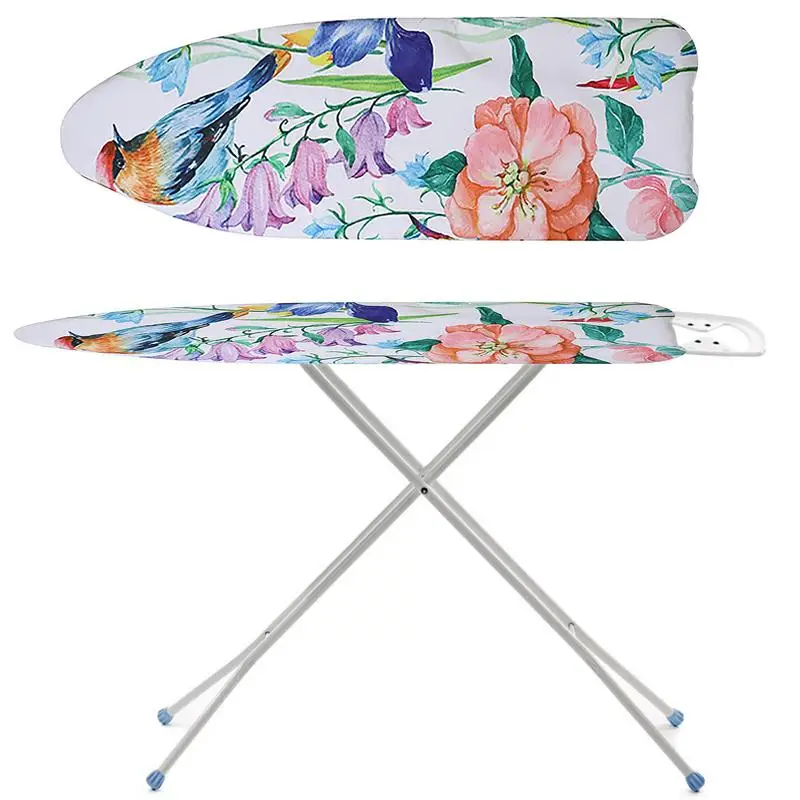 Flamingo Flowers Printd Canvas Ironing Board Replacement Cover Washable Non Slip Heat Insulation Table Cover Protector 140x50 cm