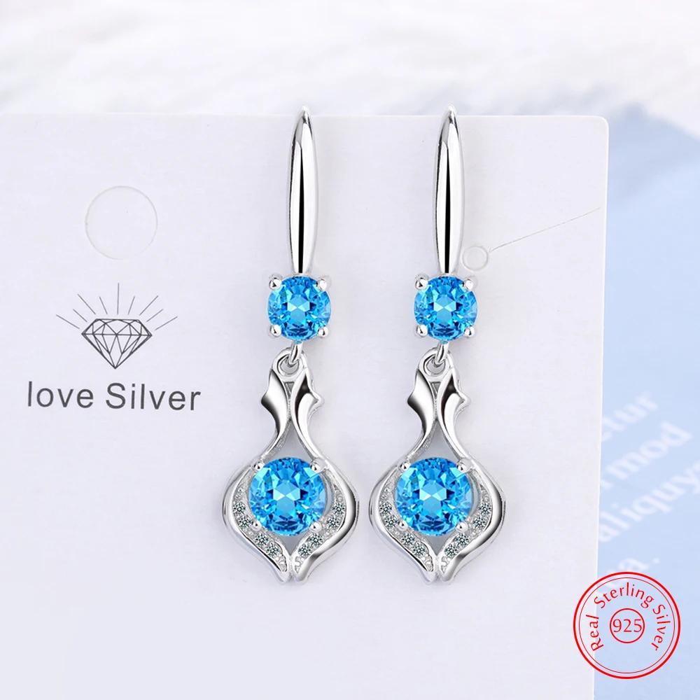 

Quality Jewelry Women's 925 Stelring Silver Zircon Crystal Drop Earrings New Fashion FQL25080