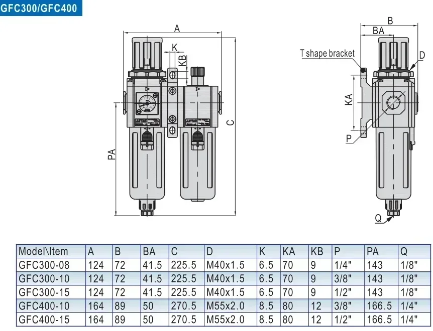 Cross-borderHot salesGFC400-15 กรองอากาศพร้อมตัวควบคุมตัวกรองอากาศนิวเมติก Part 1/2