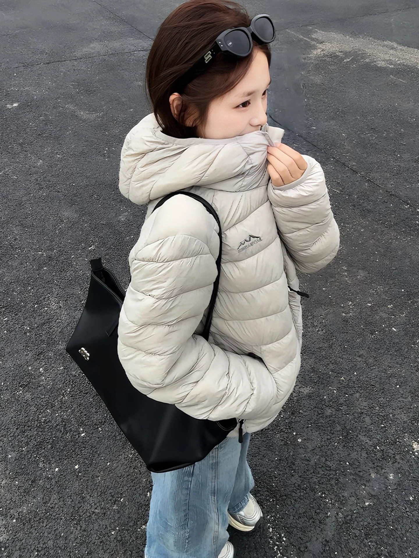 

Lightweight Padded Jacket Men's Winter Coat Hooded Cotton down Vest Mili Grey Cleanfit Anti-Cold American Style Short Zipper