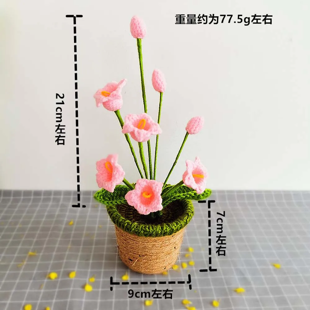 Decoration Toy Home Decoration Flowers Rose Flowers Knitted Potted Plush Doll Plush Plants Toy Plants Plush Stuffed Plush Toys