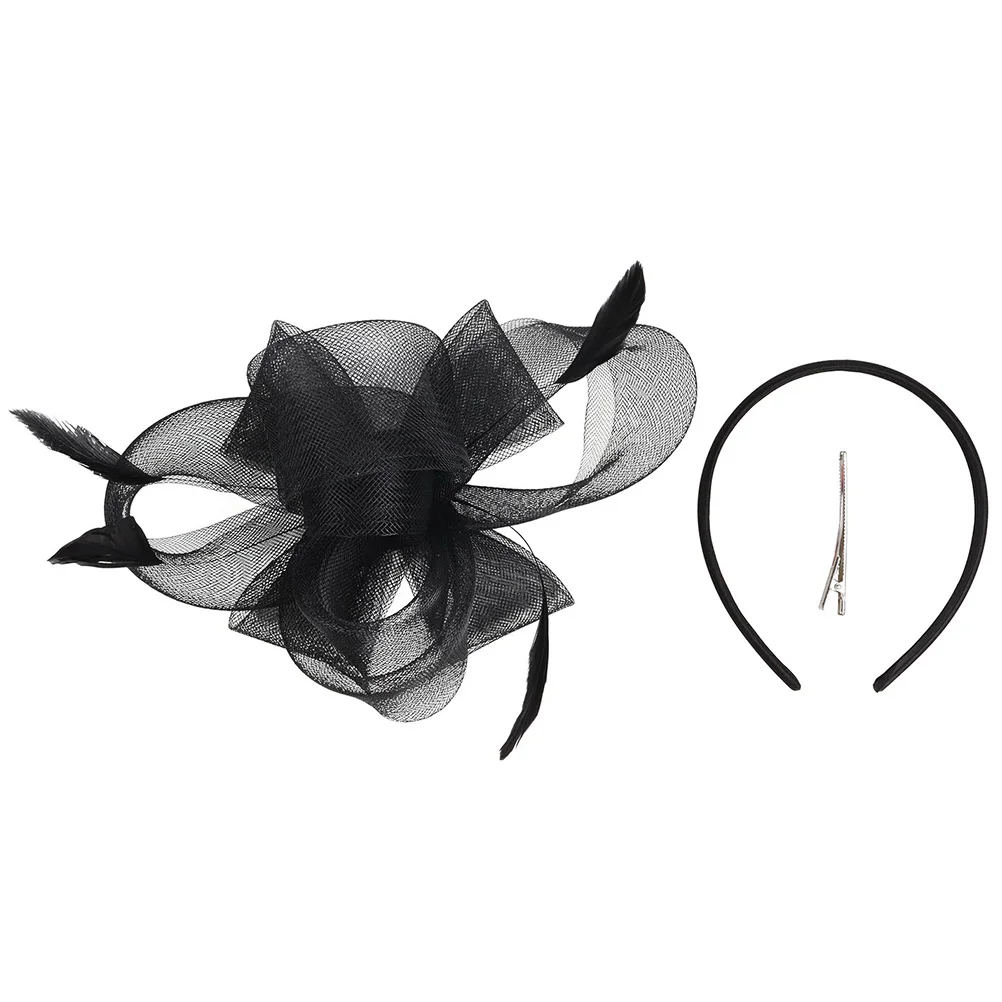 

Hair Pins Accessories Tea Party Hat Fascinator Hats for Women Ribbon Artificial 26X20X10CM Black Accessory Clip Miss