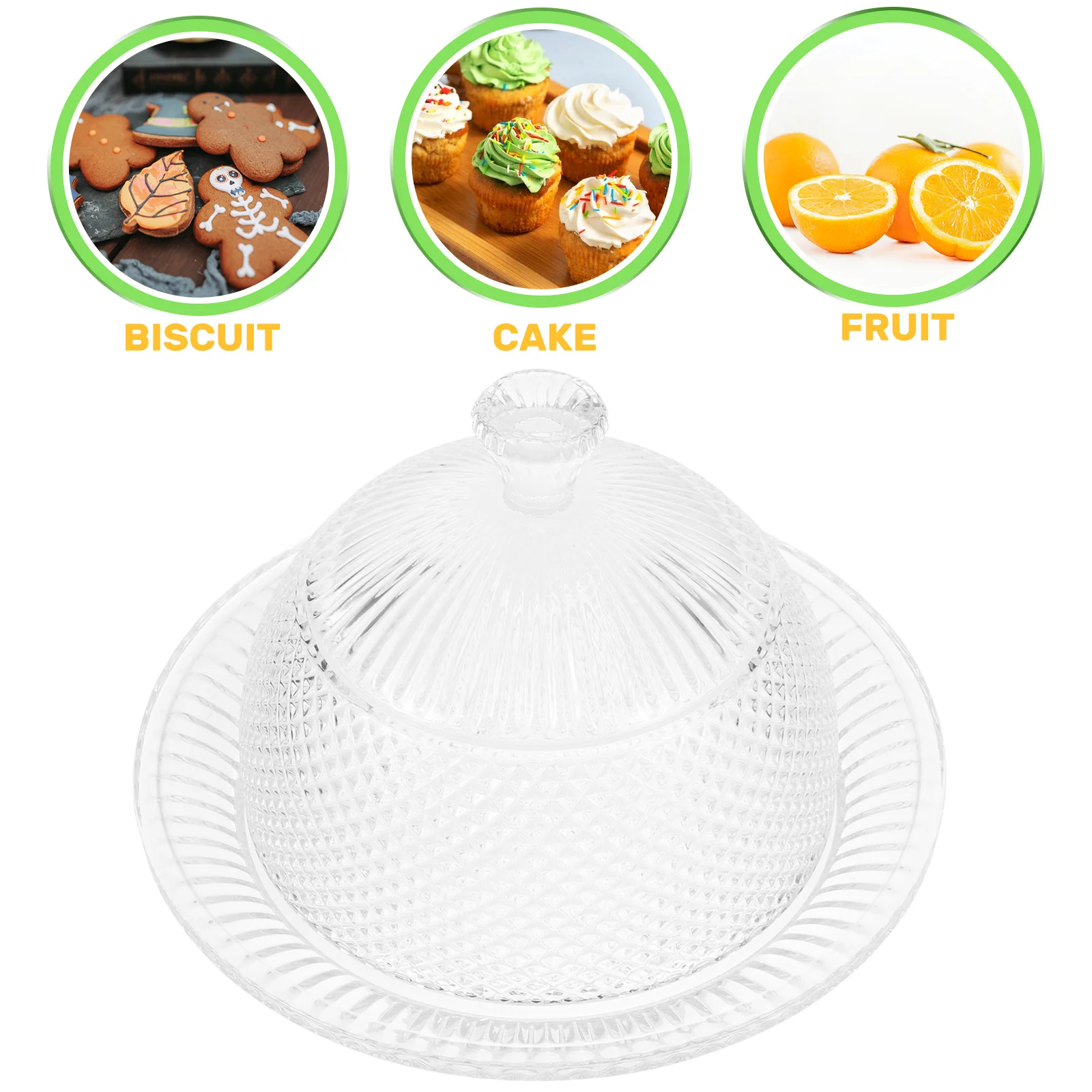 

1Set European Style Cake Plate Dome Glass Cover Protective Tray Clear Food Display Fresh Keeping Lid Cake Plate with Dome