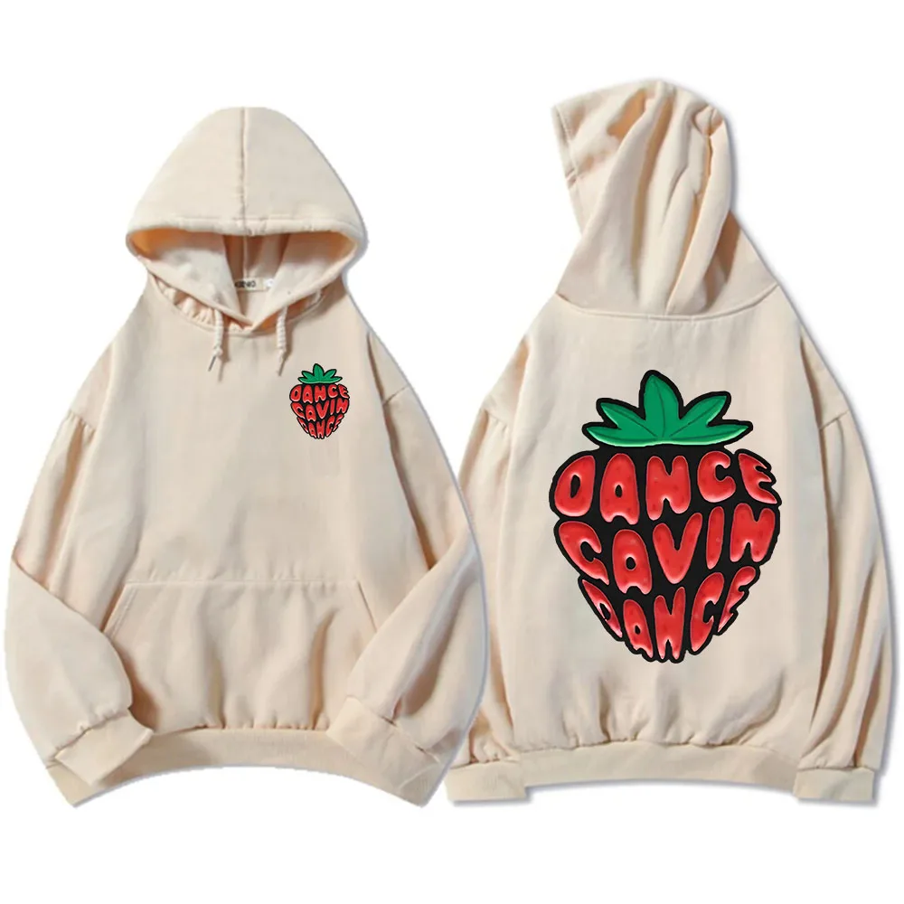 

DANCE GAVIN DANCE Strawberry Hoodies Long Sleeve Fleece Hooded Sweatshirts Design Graphic Printing Sudaderas Unisex Pullovers