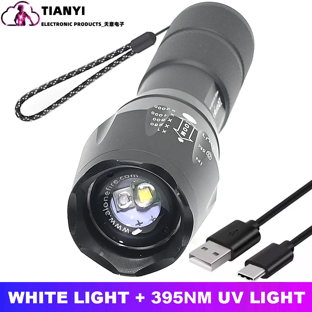 UV Flashlight,Portable Blacklight Flashlight,LED Torch with White and Ultraviolet Light Combo, Black Light Pet Urine Detector