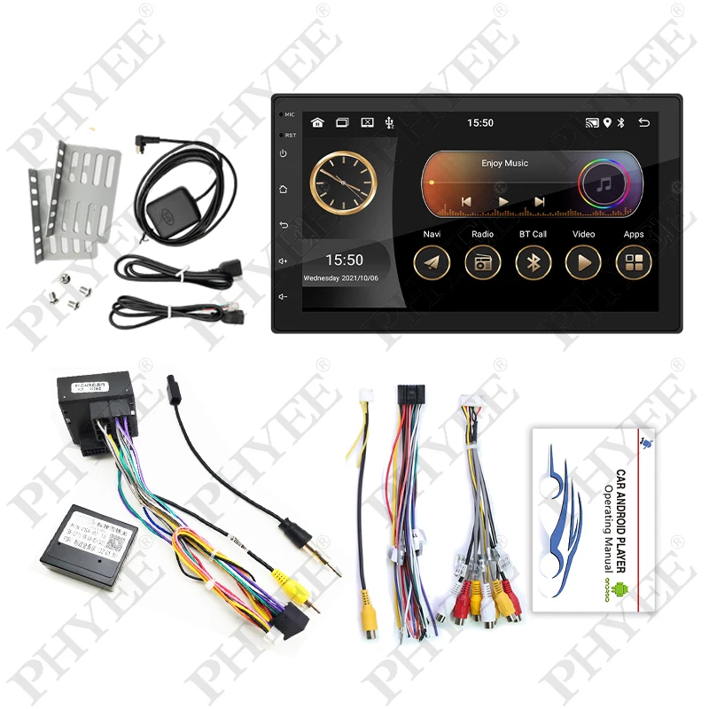 2 Din Android Car Radio Carplay for Peugeot 307, 308, 3008, Citroen Berlingo C4, CAN Bus Decoder, Bluetooth, Android-Auto, 7inch