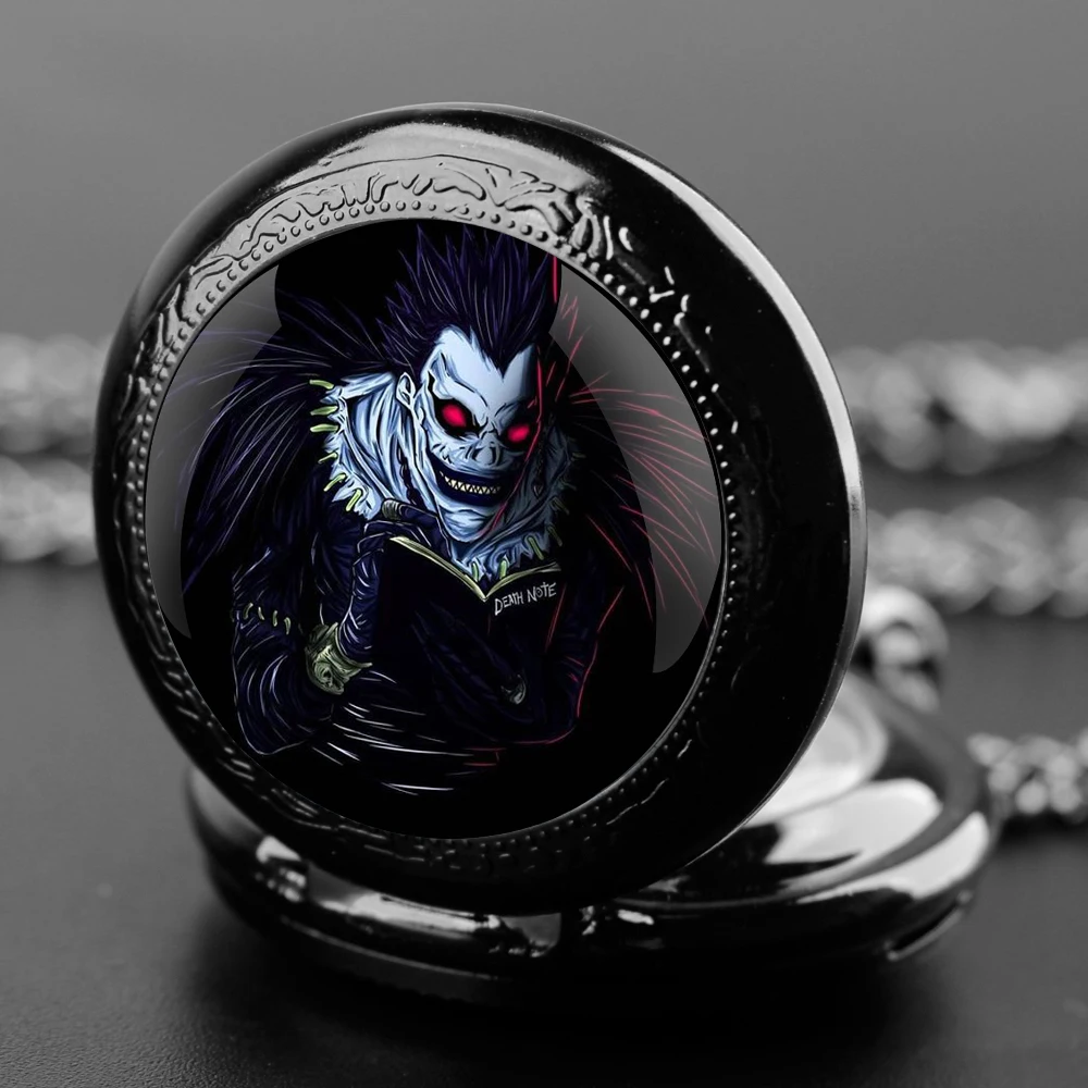 Figura de Anime Death Note Ryuk Ryuuku Rem, reloj de bolsillo de cuarzo con números árabes, cadena colgante, regalo para hombre y mujer