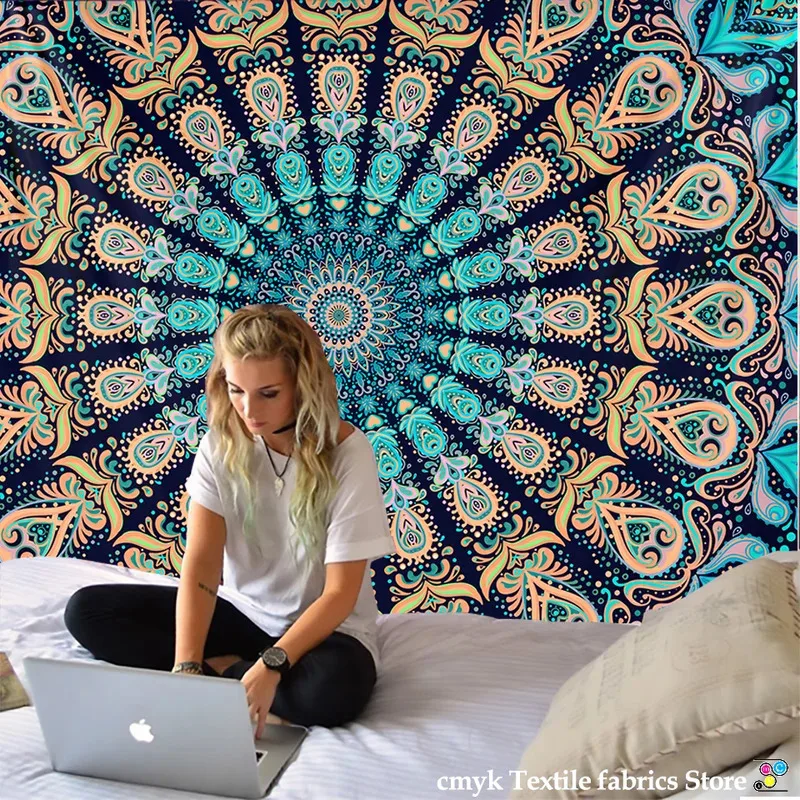 VIKAMA Mandala Wandteppich, Böhmischer Psychedelischer Nachtmond Wandbehang, Hippie Schlafzimmer Deko, Meditationsraum Akzent