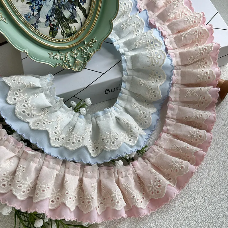 

3Yard 1Yard Pure Cotton Embroidery Pleated Lace Handmade Diy Baby Clothes Skirt Hem Clothing Lace Curtains Home Decor Accessorie