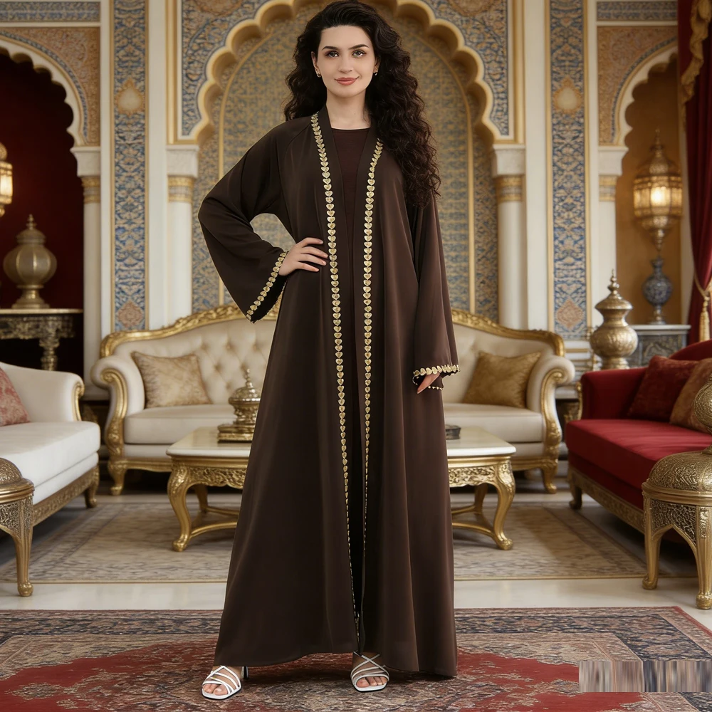 

Eid Ramadan Open Abaya Dubai Kaftan Women Muslim Dress Party Gown Islam Clothing Arabic Robe Kebaya Caftan Marocain Femme Robe