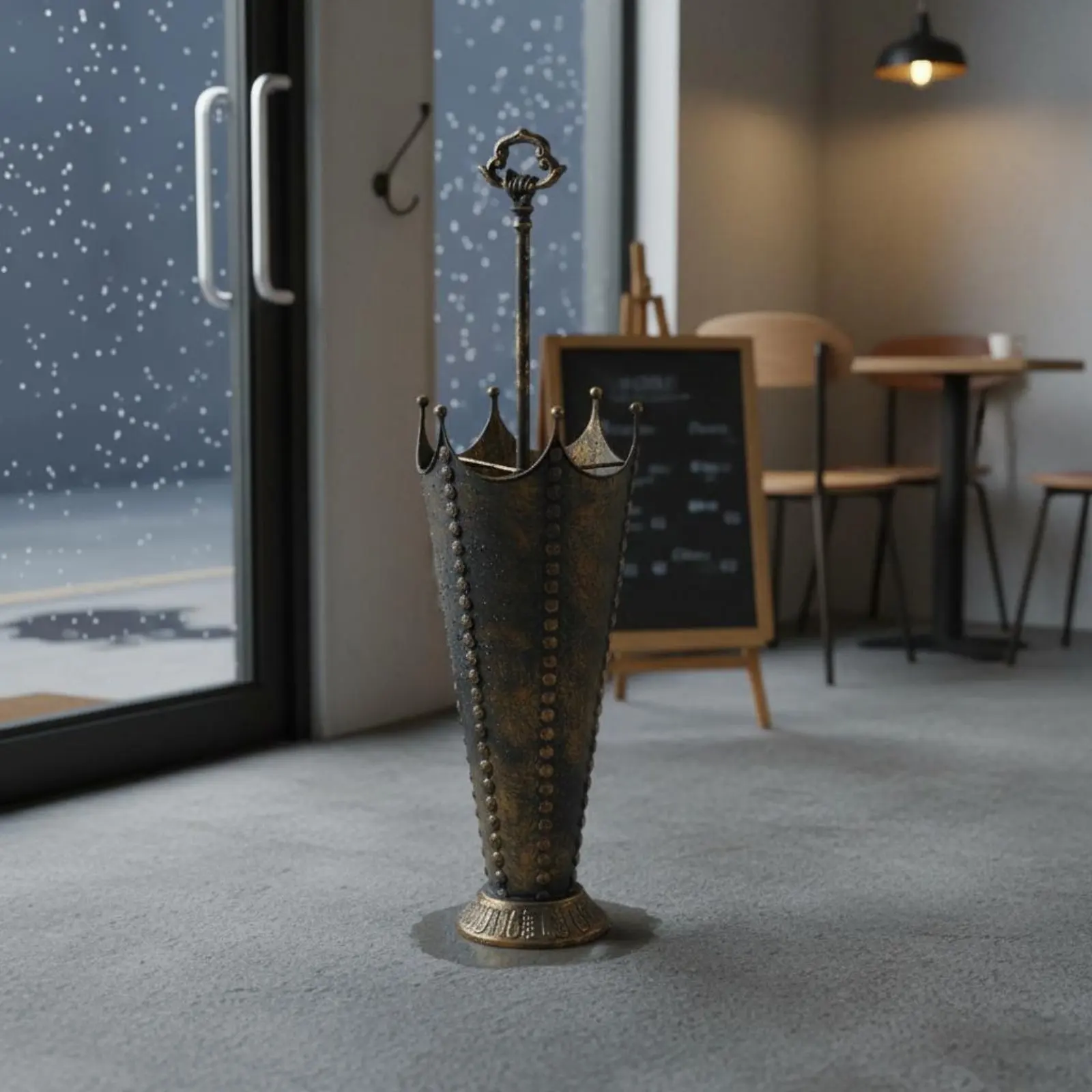 

Vintage Metal Umbrella Stand Antique Finish Rustic Umbrella Holder Household Storage Entryway Organizer for Storefront