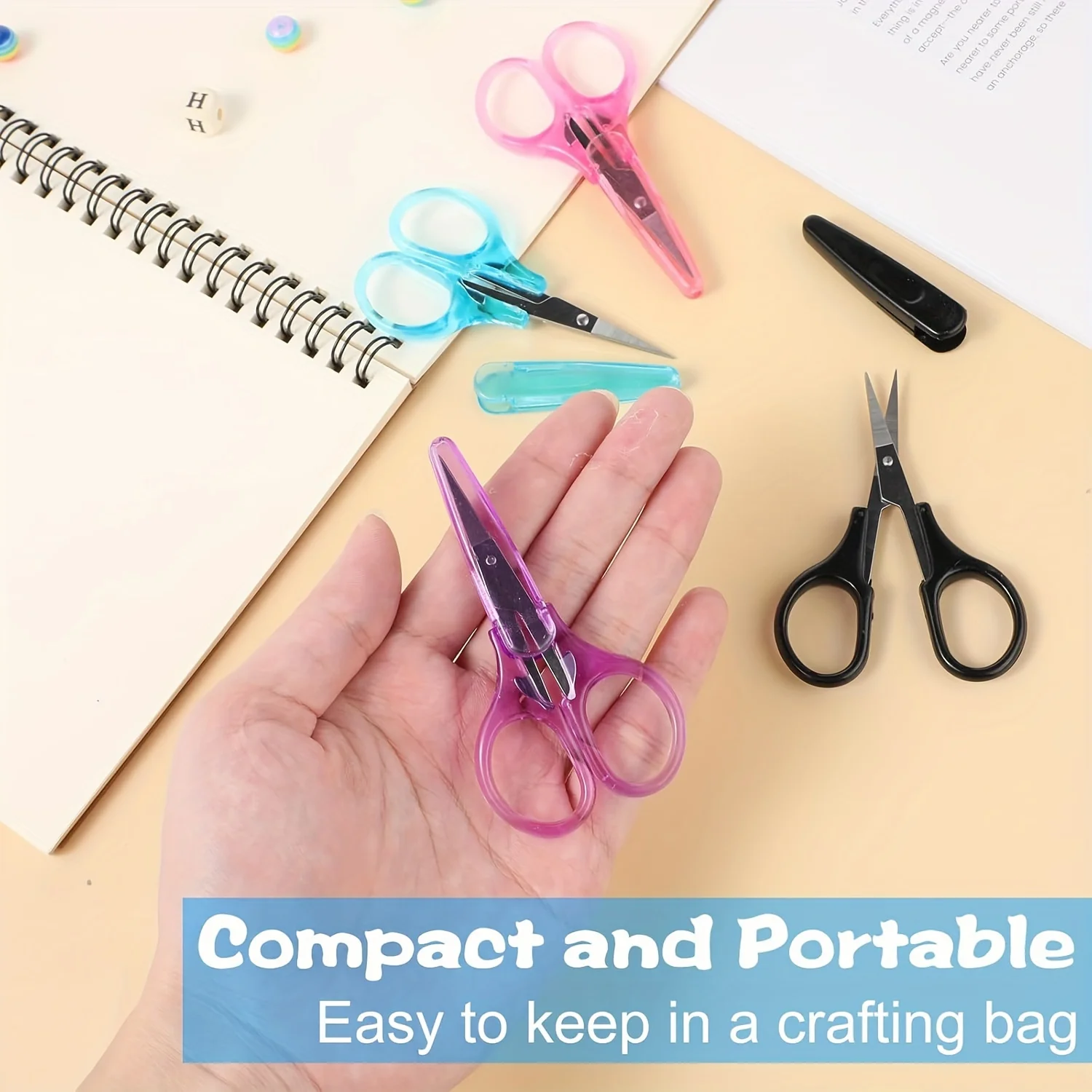 Mini tijeras de bordado con cubiertas protectoras, tijeras de coser de acero inoxidable para cortar hilos y telas, suministros de costura, 4 Uds.