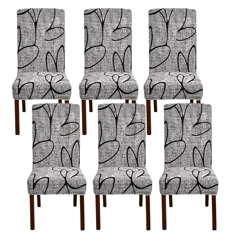 1PC Nordic Prints Dining Chair Slipcover Elastic Chair Seat Covers Universal Kitchen Chair Protector Cover for Wedding Banquet