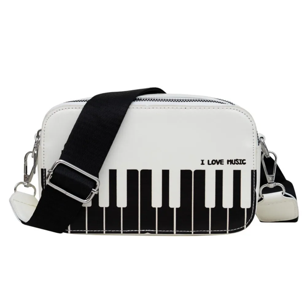Leisure Vintage Piano Shoulder Bag Crossbody Black Mini Square Bag Fashion Elegent PU Leather Bag Girls