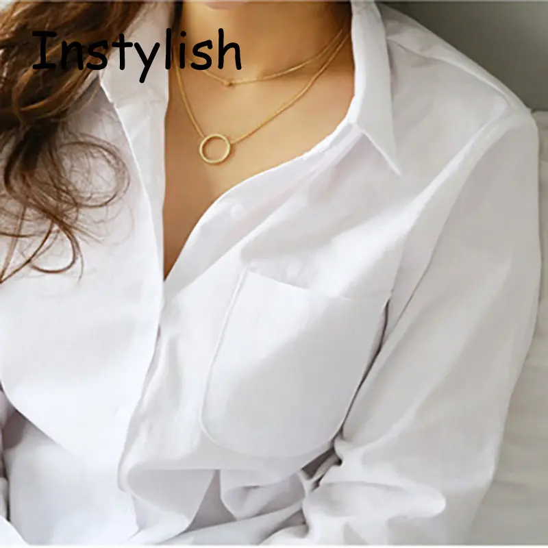 White Shirt Women Spring Long Sleeve Turn Down Loose Blouse Casual Cotton Tops OL Style Loose Shirt Streetwear Tunics 2023 New