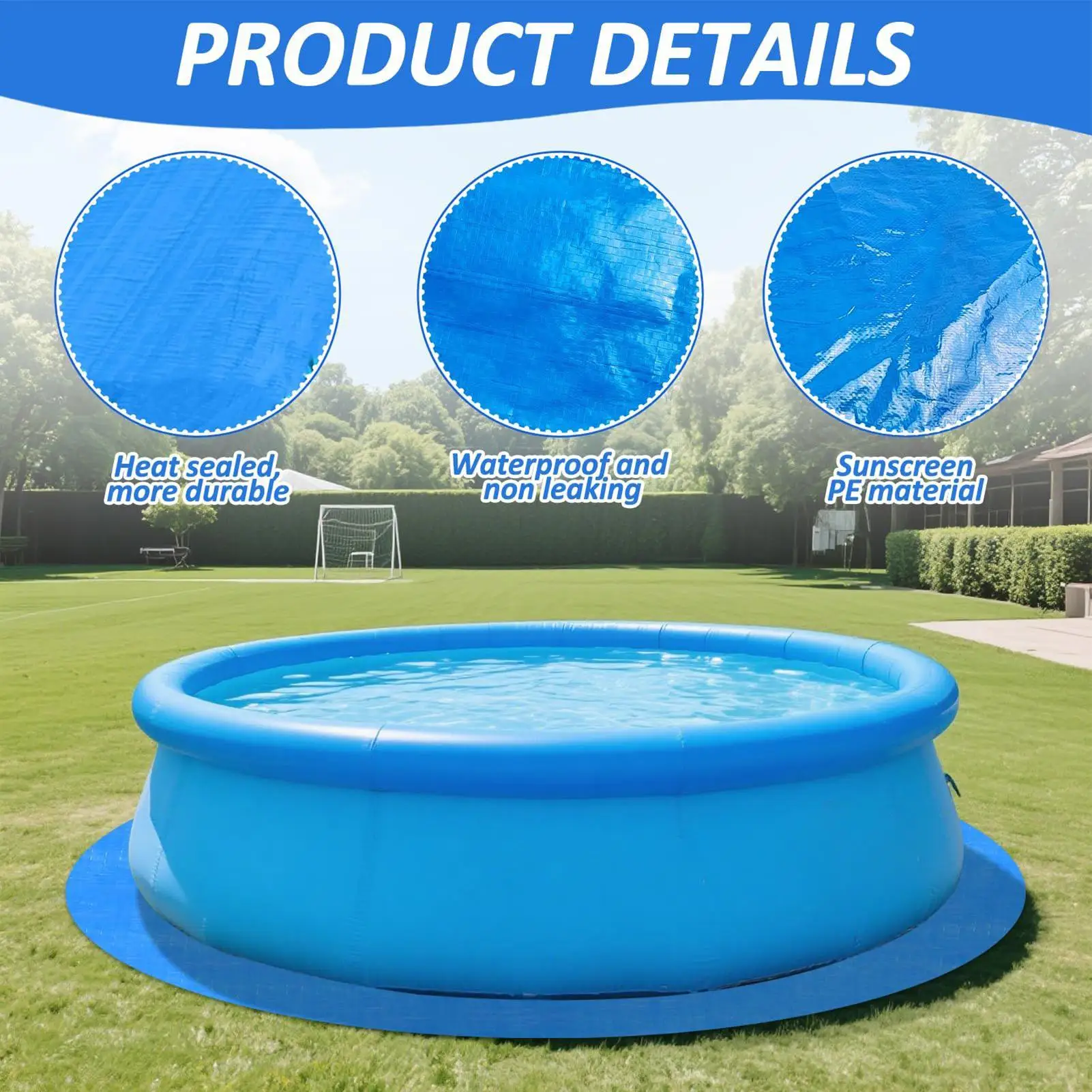 Almohadilla de piscina de PE, estera de piscina impermeable, suelo redondo para piscina, almohadilla de tela, Protector de piscina, forro, lona, accesorios para piscina, estera de cubierta antipolvo para lluvia