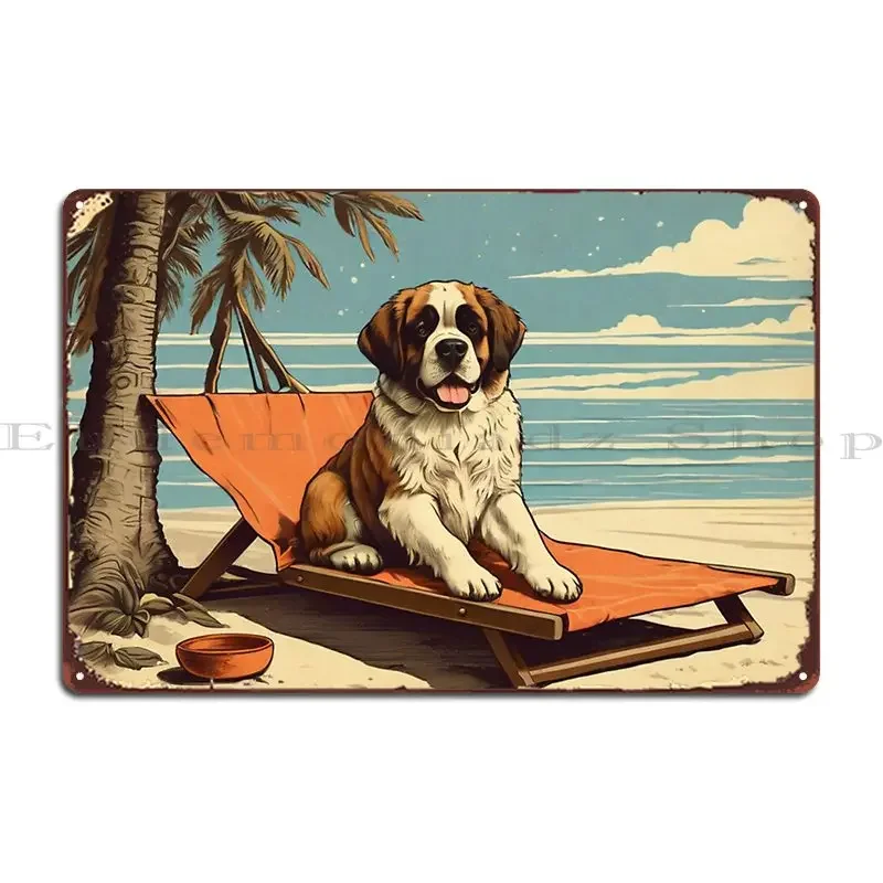 Vintage Beach St Bernard Metal Plaque Poster Design Designing Living Room Party Print Tin Sign Poster