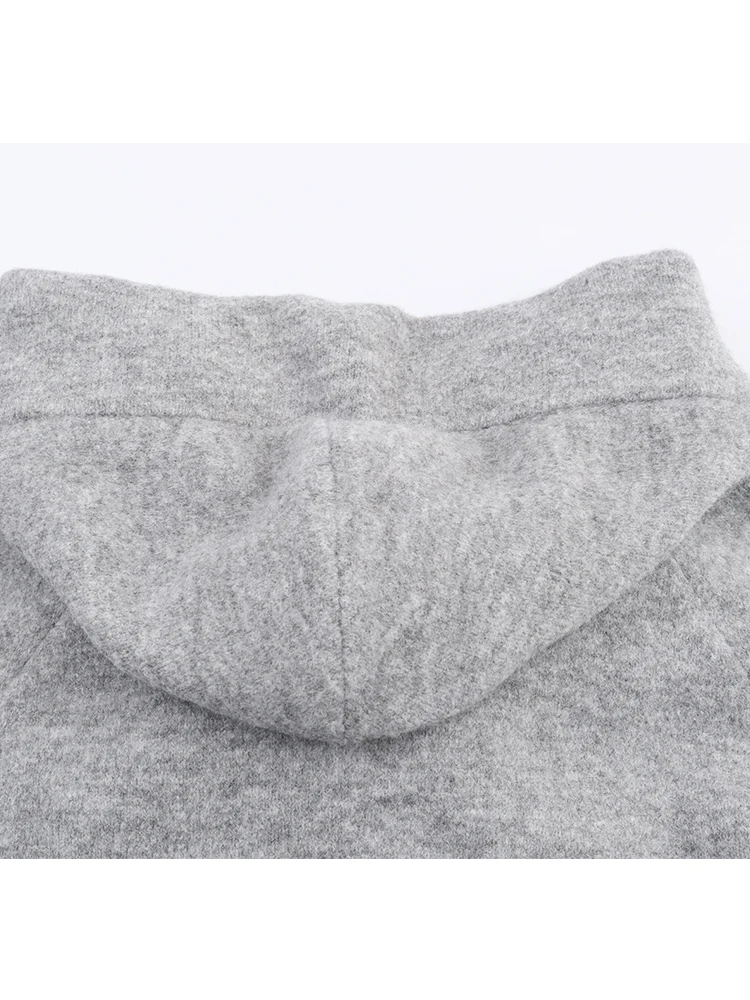 المرأة محبوك سترة 2025 المرأة سحاب أكمام طويلة جاكت مزود بغطاء للرأس شارع العليا معاطف قصيرة سيدة الخريف ملابس خارجية جديدة