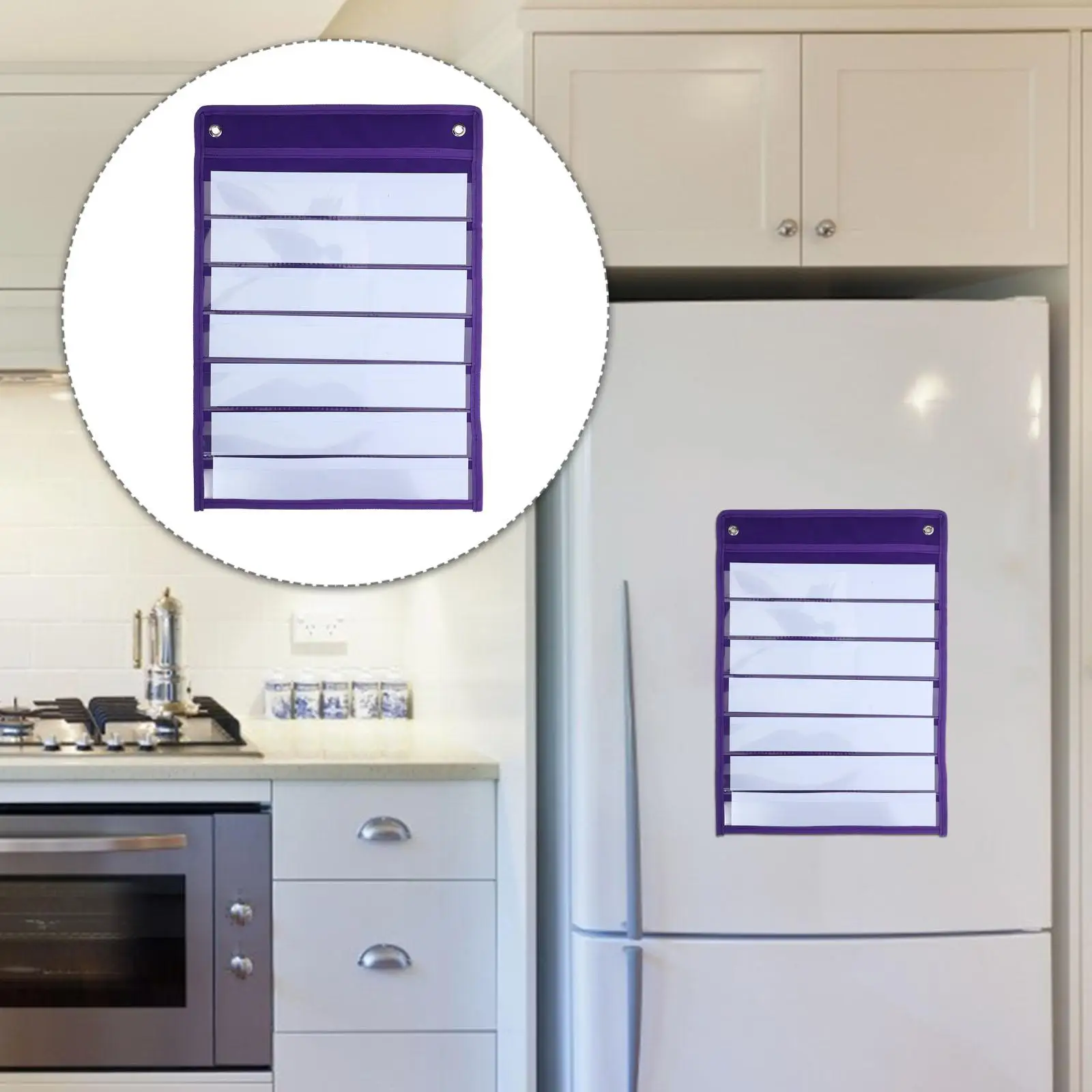마그네틱 교수형 가방 보라색 10 화이트 보드 교실 벽 포켓 차트 ganizer 일정 플래너 보관 주머니 내구성