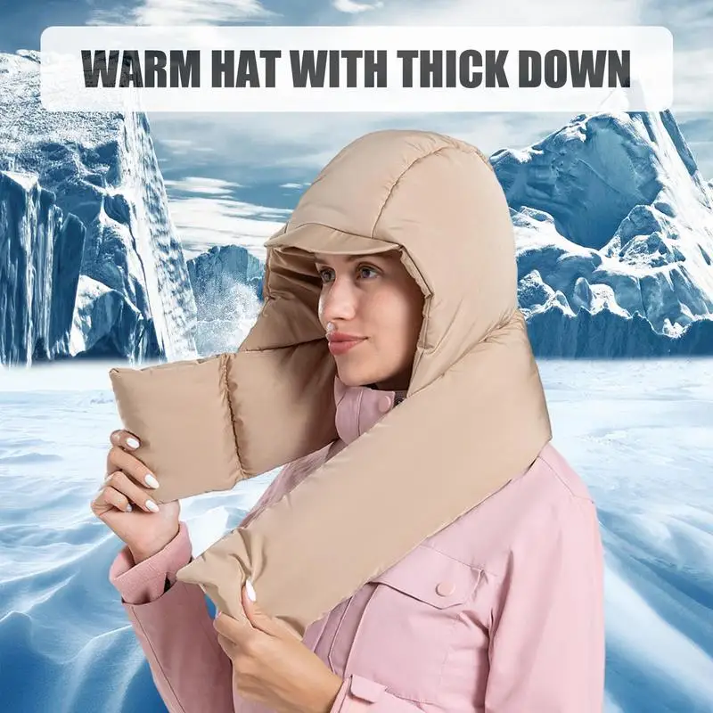 

Bike Hat Scarf Thickening Waterproof Down Motorcycle Hooded Scarf Cozy Fashion Winter Hood Ear Protection for Cycling Skiing