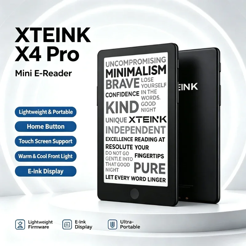 XTEINK X4Pro E-ink Reader with Home Key Touchscreen Touch Front Light Eye Protection 4.3