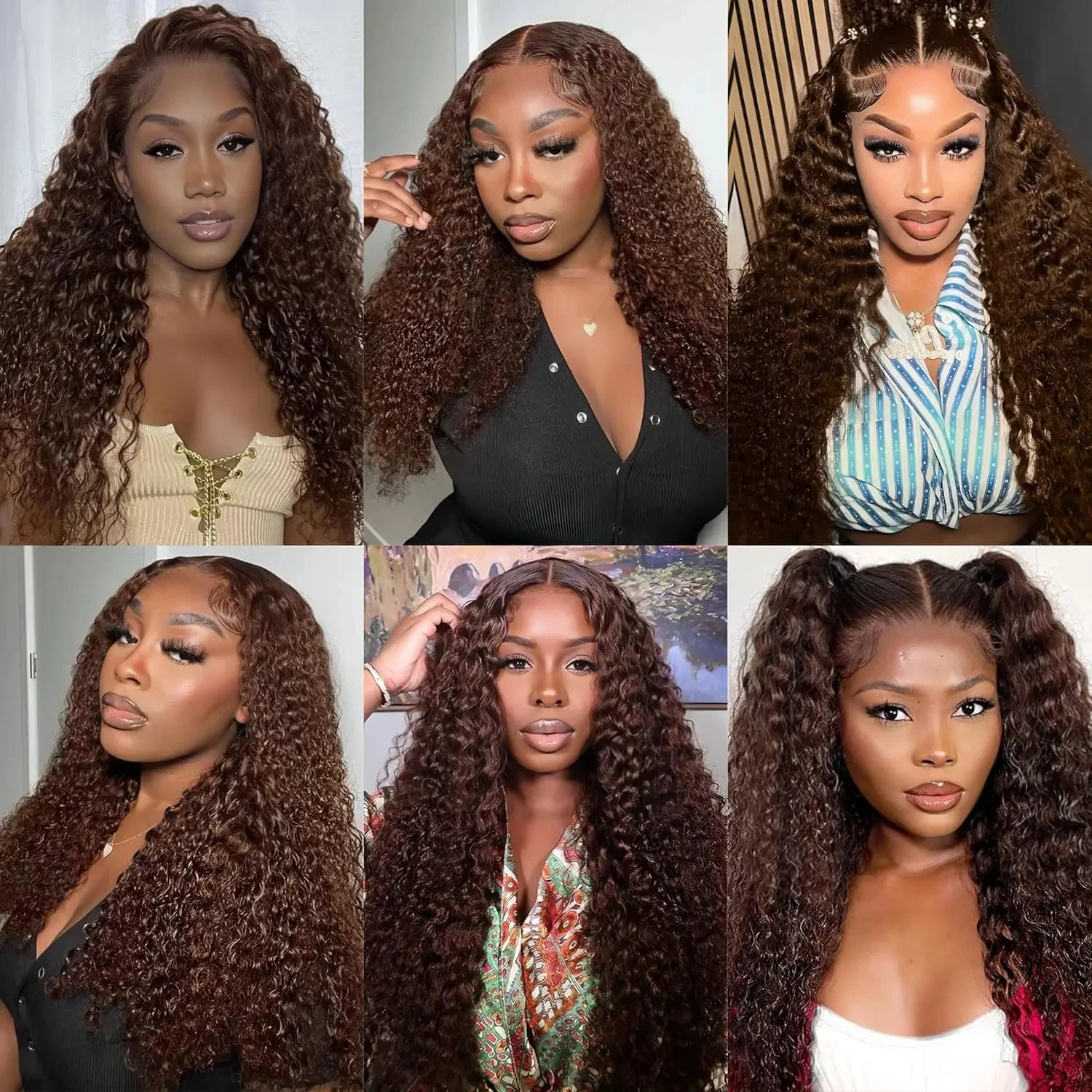 Colored Curly Human Hair Wigs Deep Wave Chocolate Brown Hd Lace Wig 13x6 Human Hair Water Wave Lace Front Wigs On Clearance Sale image 5