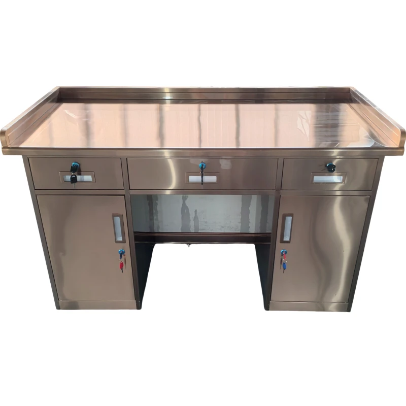 

304 stainless steel desk computer desk without fingerprint thickened checkout page office integrated table workbench