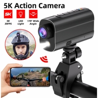 5K Action Camera Road Bike Motorcycle Helmet Camera Anti Shake Riding Bicycle Drive Recorder with Led Light WIFI Sport DV