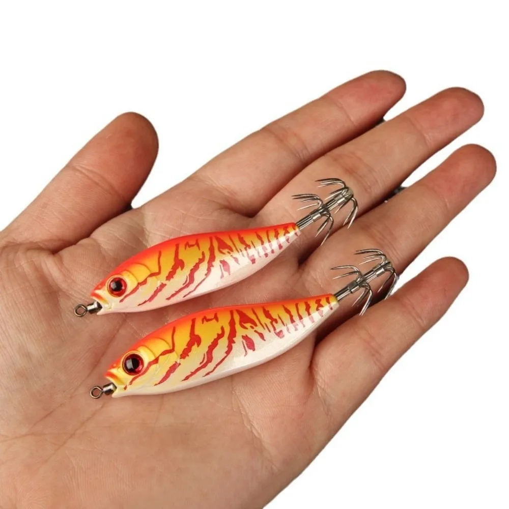 1PC 50mm 4.0g Wooden Shrimp Squid Hook Flat Balance Shrimp Simulation Bait Winged Baits Fishing Lures Fishing Tackle