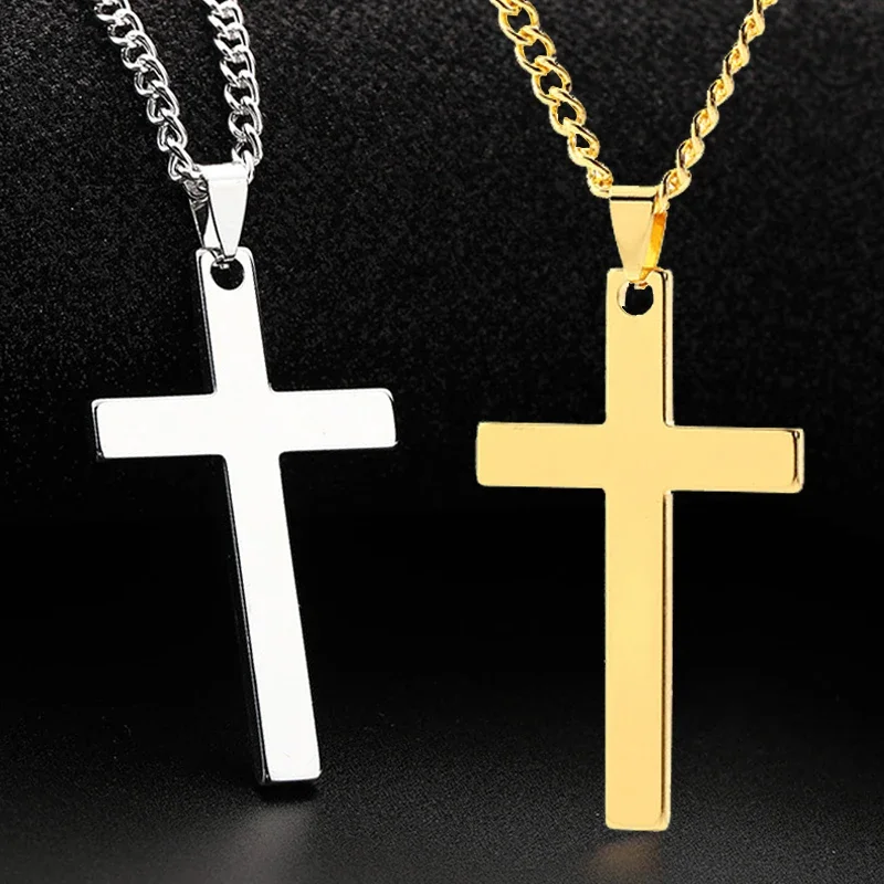 Vintage Cross Pendant Necklace Antique Gold Silver Color Cross Necklaces Men Women Fashion Choker Long Chain Jewelry Accessories