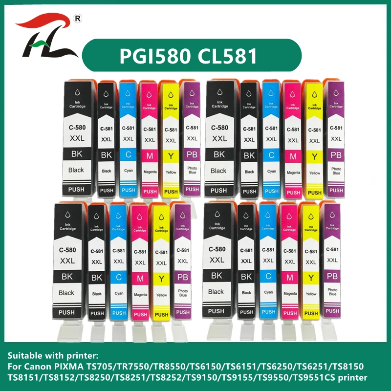 

580XXL 581XXL Ink Cartridge Replacement for Canon PGI-580XXL CLI-581XXL PGI 580 XXL CLI 581 XXL PGI580 CLI581