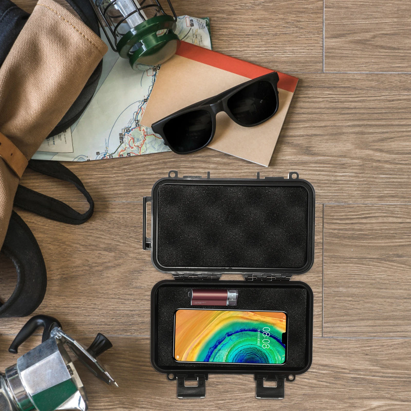 

Waterproof Box Lightweight Portable Outdoor Storage Case Shockproof Pressure Resistant Container Black ABS Material Camera Bag