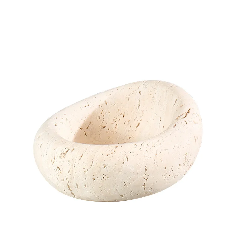 

French medieval marble bird's nest storage tray minimalist light luxury hotel model room desktop fruit plate soft decoration