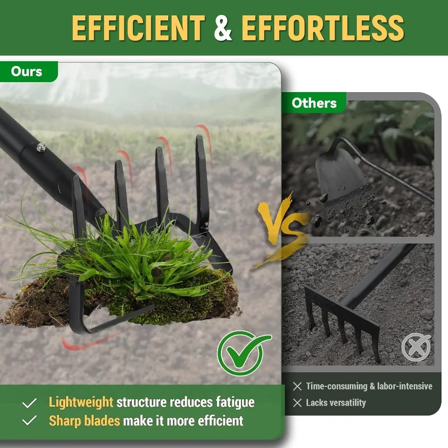 Houe de estribo resistente com alça longa ajustável de 3262 polegadas para capina eficiente e afrouxamento do solo Design 2 em 1 Combinando Cul