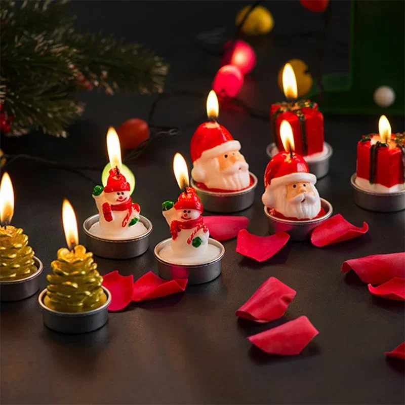 Cute Cartoon Christmas Candle Set 3 Candles Creative Christmas Holiday Home Dinner Atmosphere Decoration Friends Party Gift