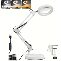 Magnifier LED Lamp 10X Magnifying Glass with Light LED Reading Light with Clamp Stand Craft 3 Color Light Lamp