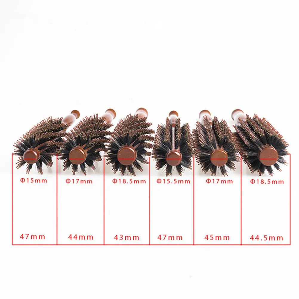 Spiral Bristle Hair Brush Wood Handle 12-Row Bright Coffee Color for Scalp Massage Eliminate Frizz Round Comb Brush for Shiny