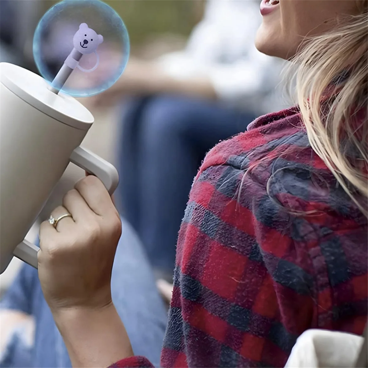 3 упаковки соломенных чехла для чашек Стэнли, защитная соломенная крышка с милым медведем, совместимая с силиконовой соломинкой Stanley 30 и 40 унций HY