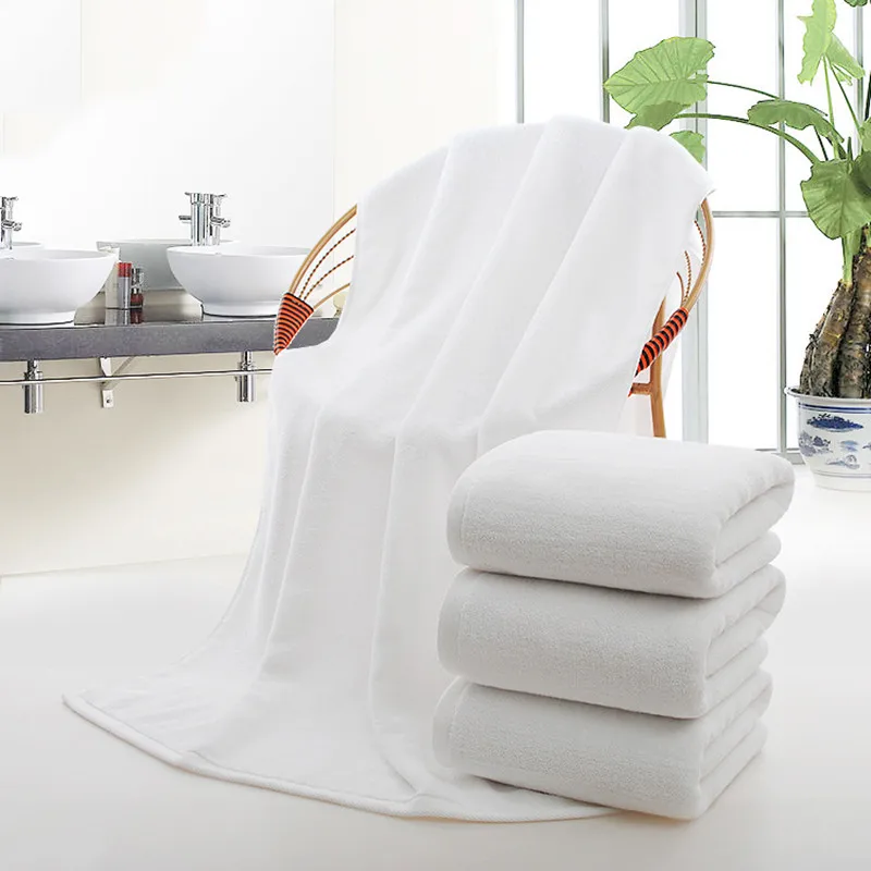 Cotton thickened white bath towel Absorbent white bath towel Soft and comfortable family hotel beauty salon adult bath towel